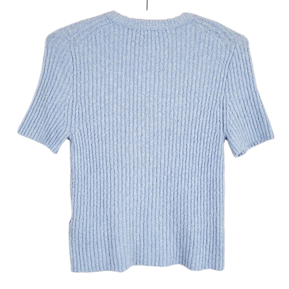 NWT MADEWELL Boucle Knit Crewneck Sweater Tee Top In Light Blue Small - Picture 4 of 8